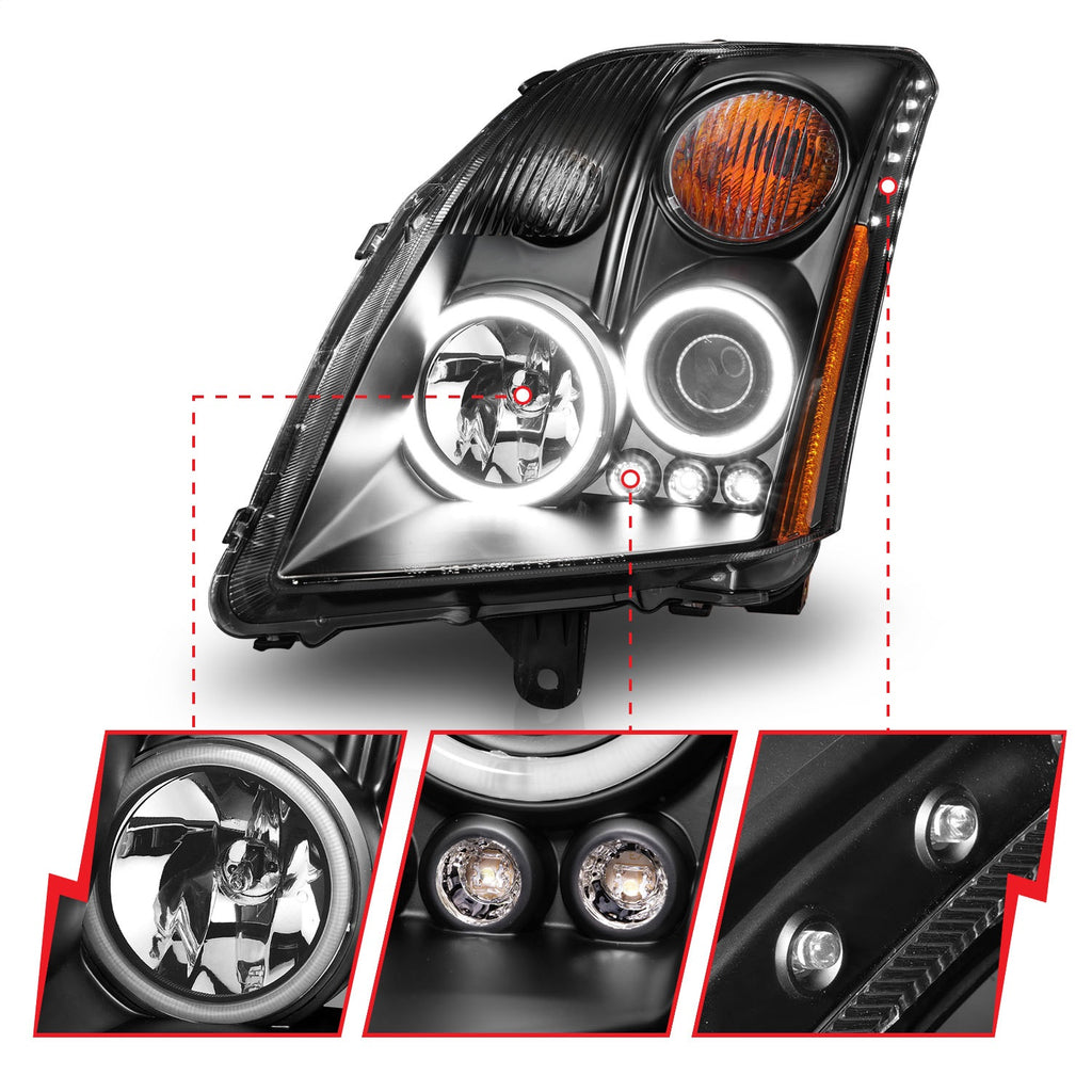 Anzo USA 121276 Projector Headlight Set w/Halo Fits 07-12 Sentra
