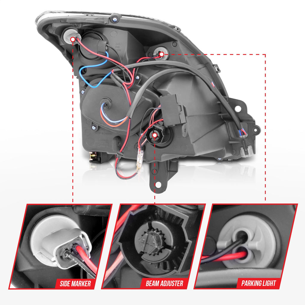 Anzo USA 121276 Projector Headlight Set w/Halo Fits 07-12 Sentra