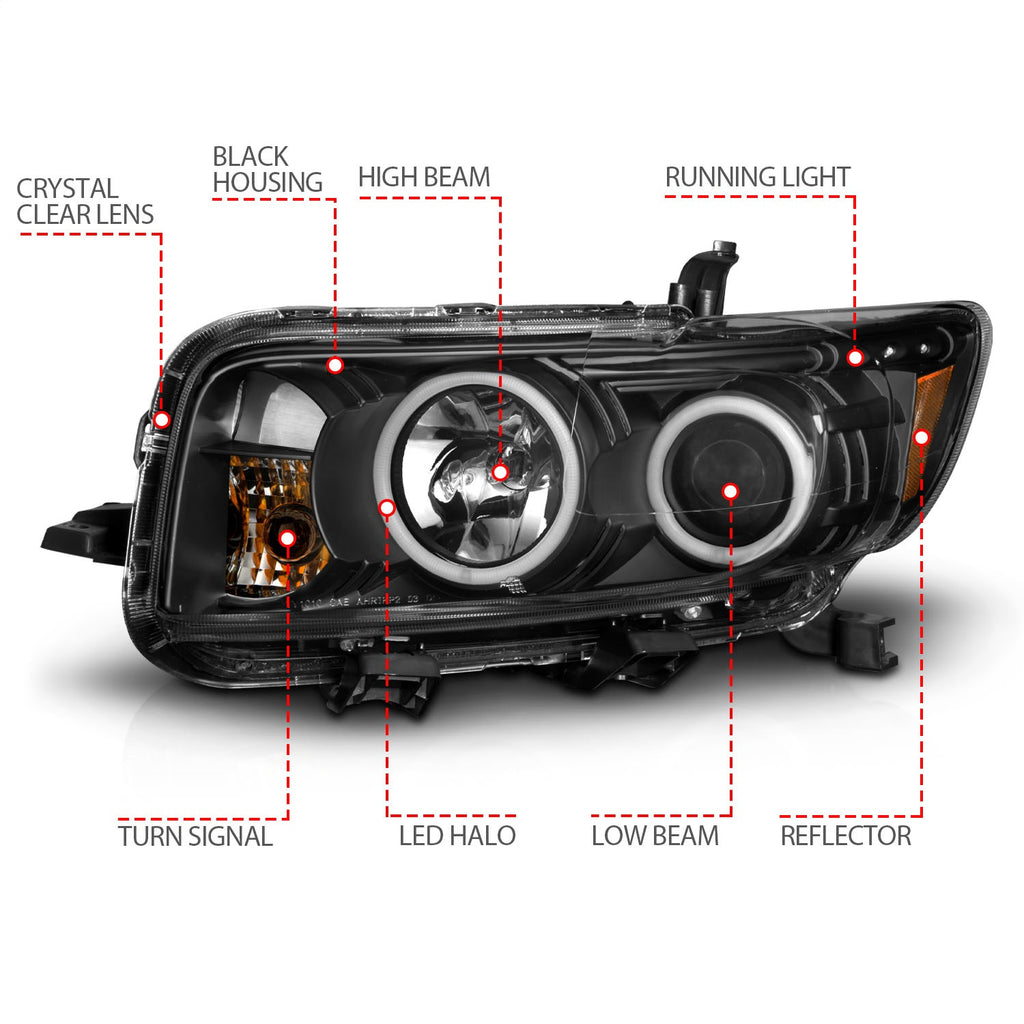Anzo USA 121280 Projector Headlight Set w/Halo Fits 08-10 xB
