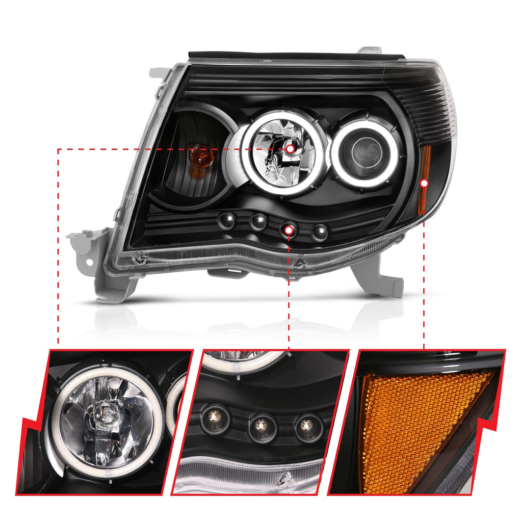 Anzo USA 121282 Projector Headlight Set w/Halo Fits 05-11 Tacoma
