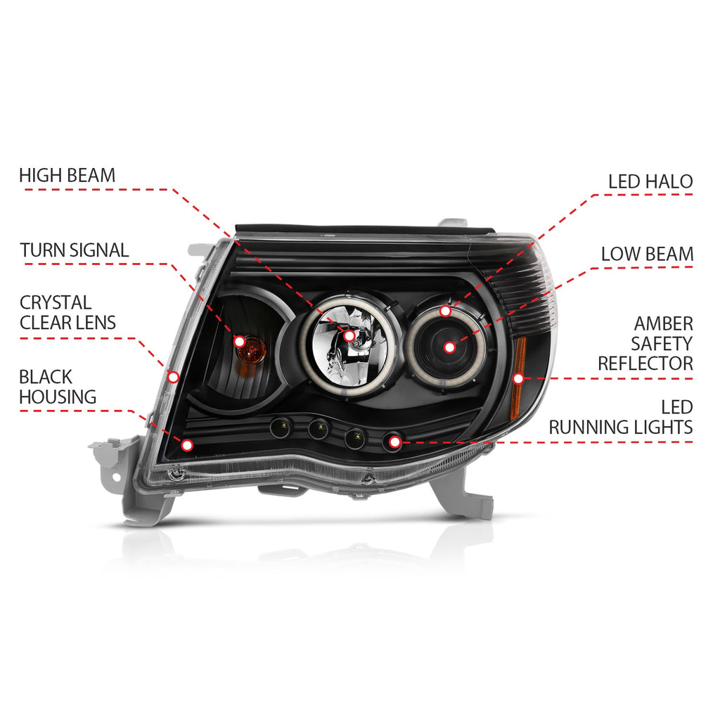 Anzo USA 121282 Projector Headlight Set w/Halo Fits 05-11 Tacoma