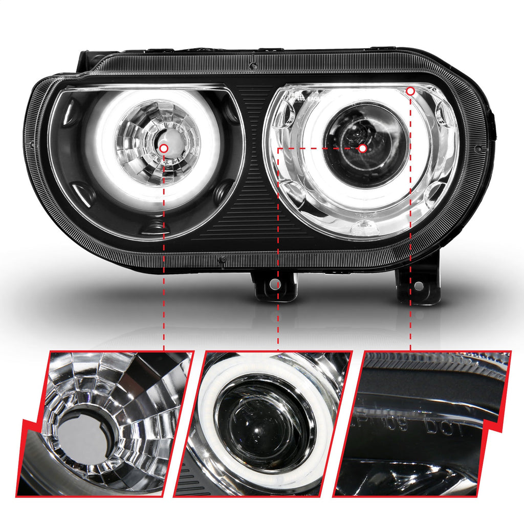 Anzo USA 121308 Projector Headlight Set w/Halo Fits 08-14 Challenger