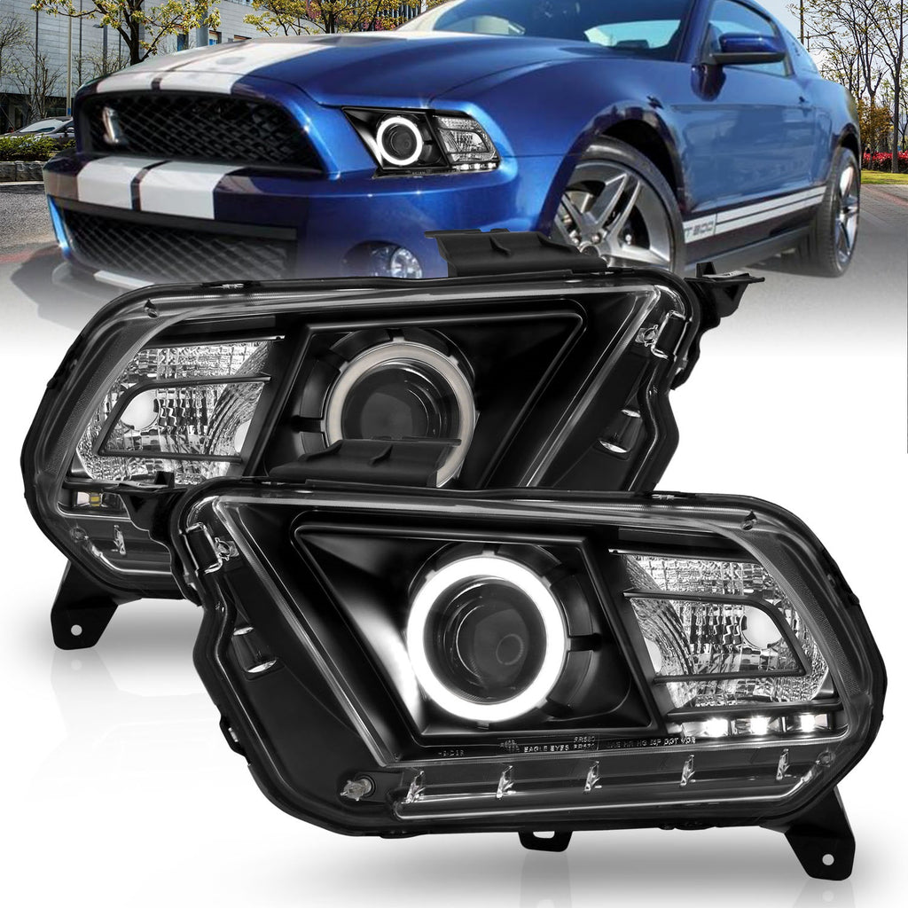 Anzo USA 121323 Projector Headlight Set w/Halo Fits 10-14 Mustang