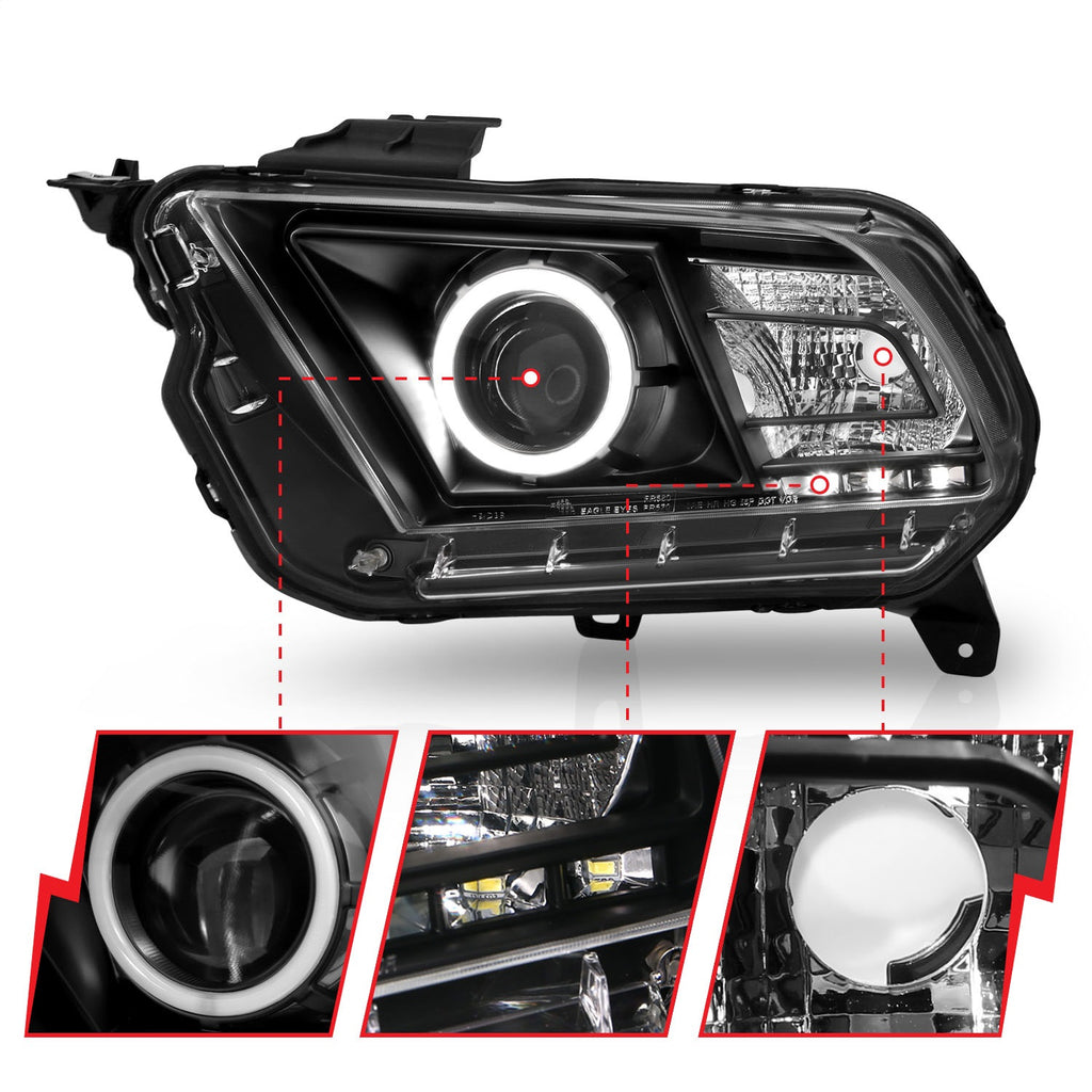 Anzo USA 121323 Projector Headlight Set w/Halo Fits 10-14 Mustang