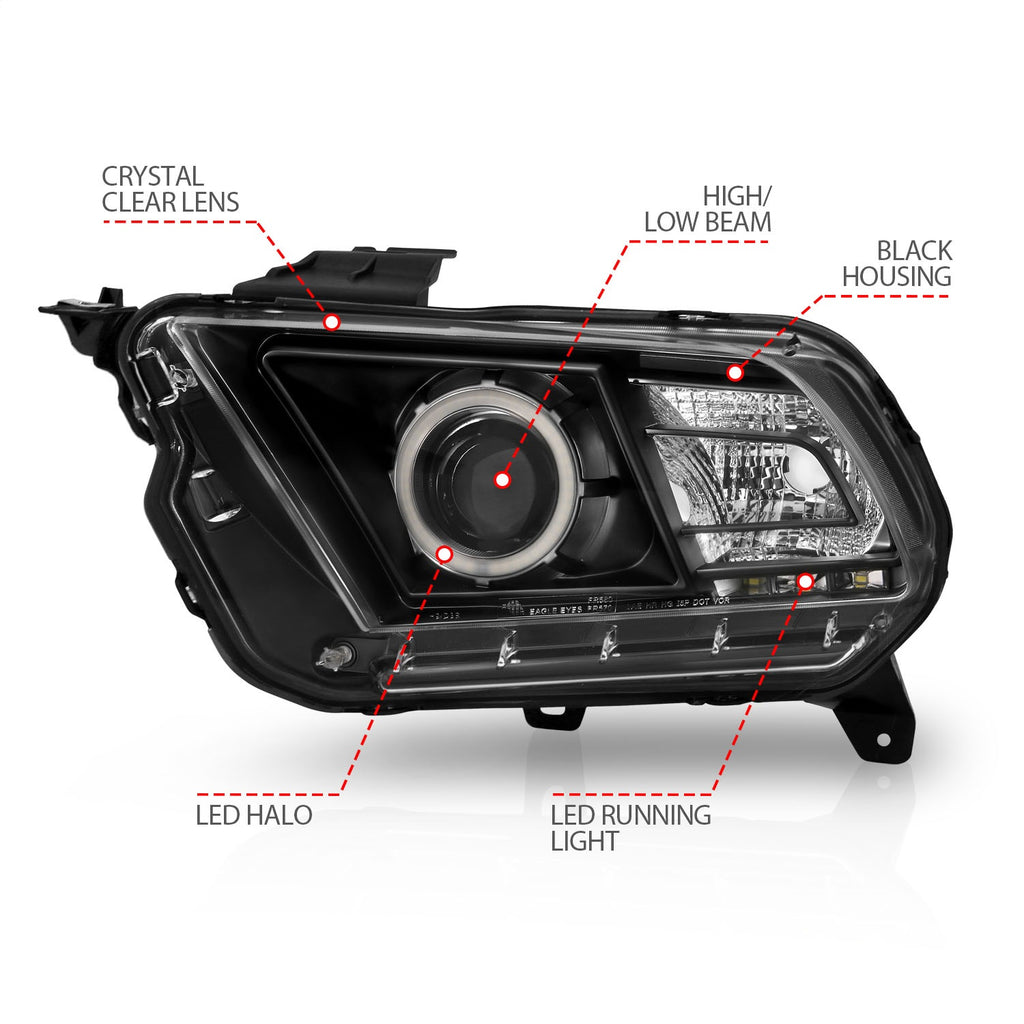 Anzo USA 121323 Projector Headlight Set w/Halo Fits 10-14 Mustang