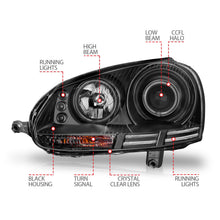 Load image into Gallery viewer, Anzo USA 121345 Projector Headlight Set w/Halo Fits 06-09 GTI Jetta Rabbit