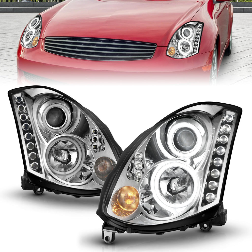 Anzo USA 121364 Projector Headlight Set w/Halo Fits 03-05 G35