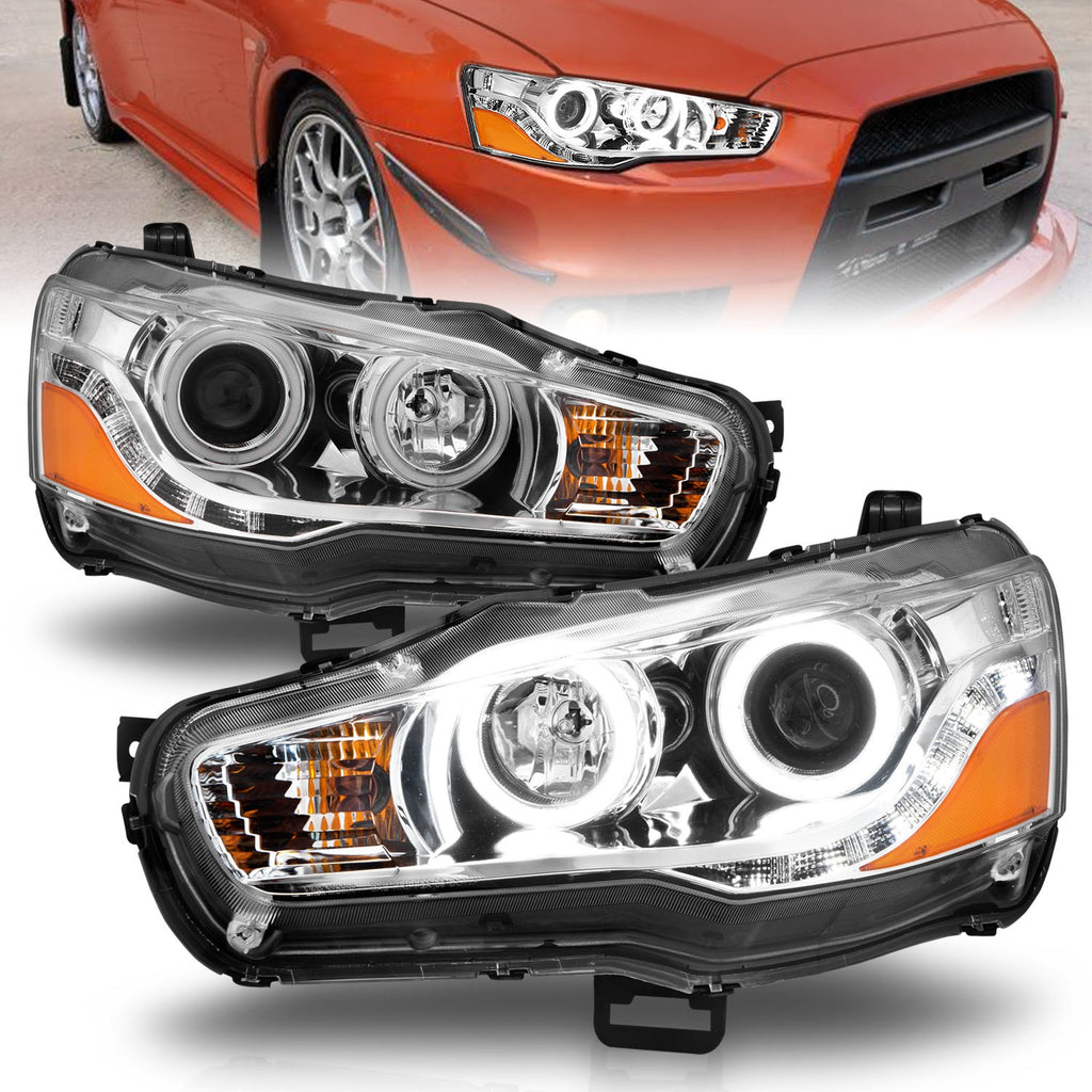 Anzo USA 121427 Projector Headlight Set w/Halo Fits 08-15 Lancer