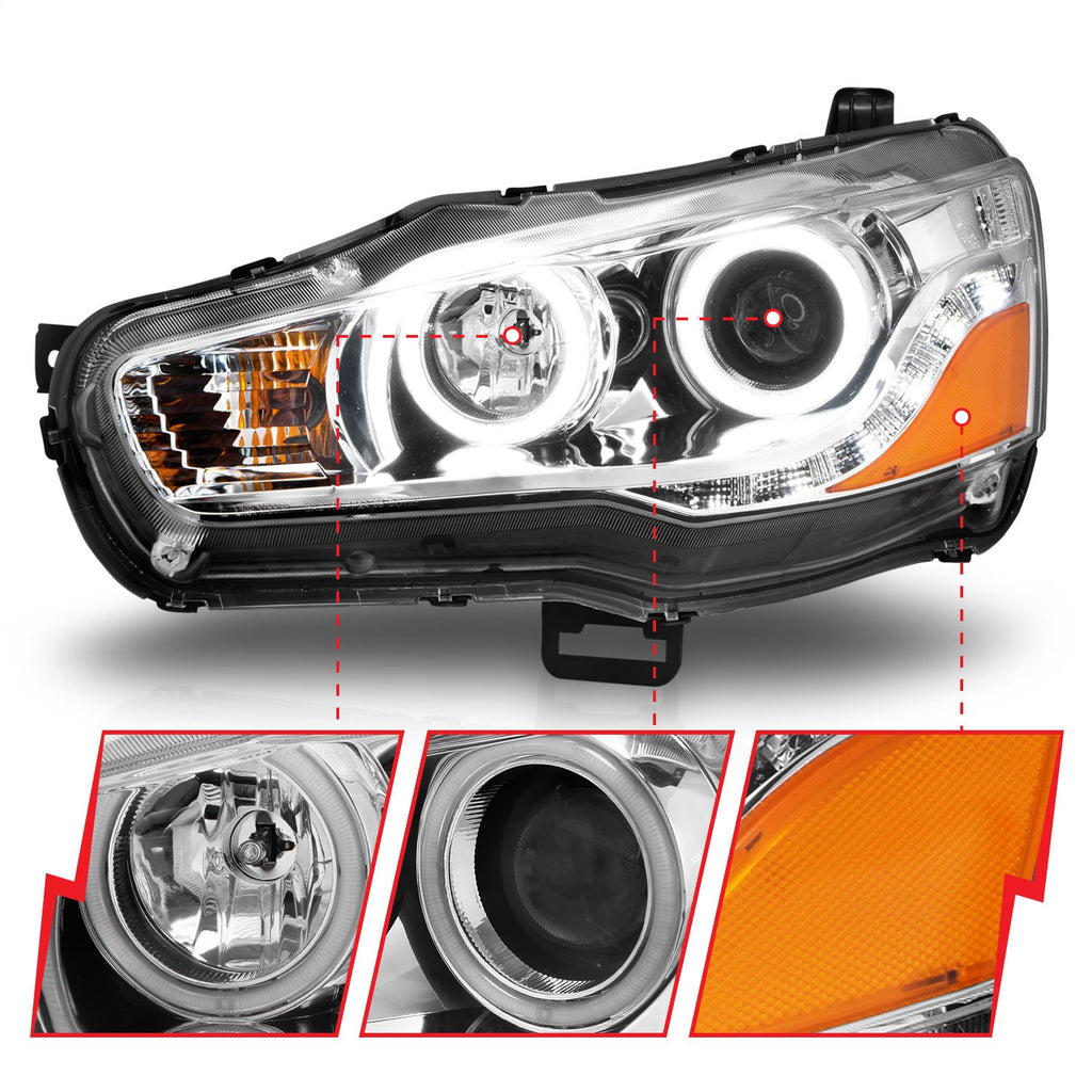 Anzo USA 121427 Projector Headlight Set w/Halo Fits 08-15 Lancer
