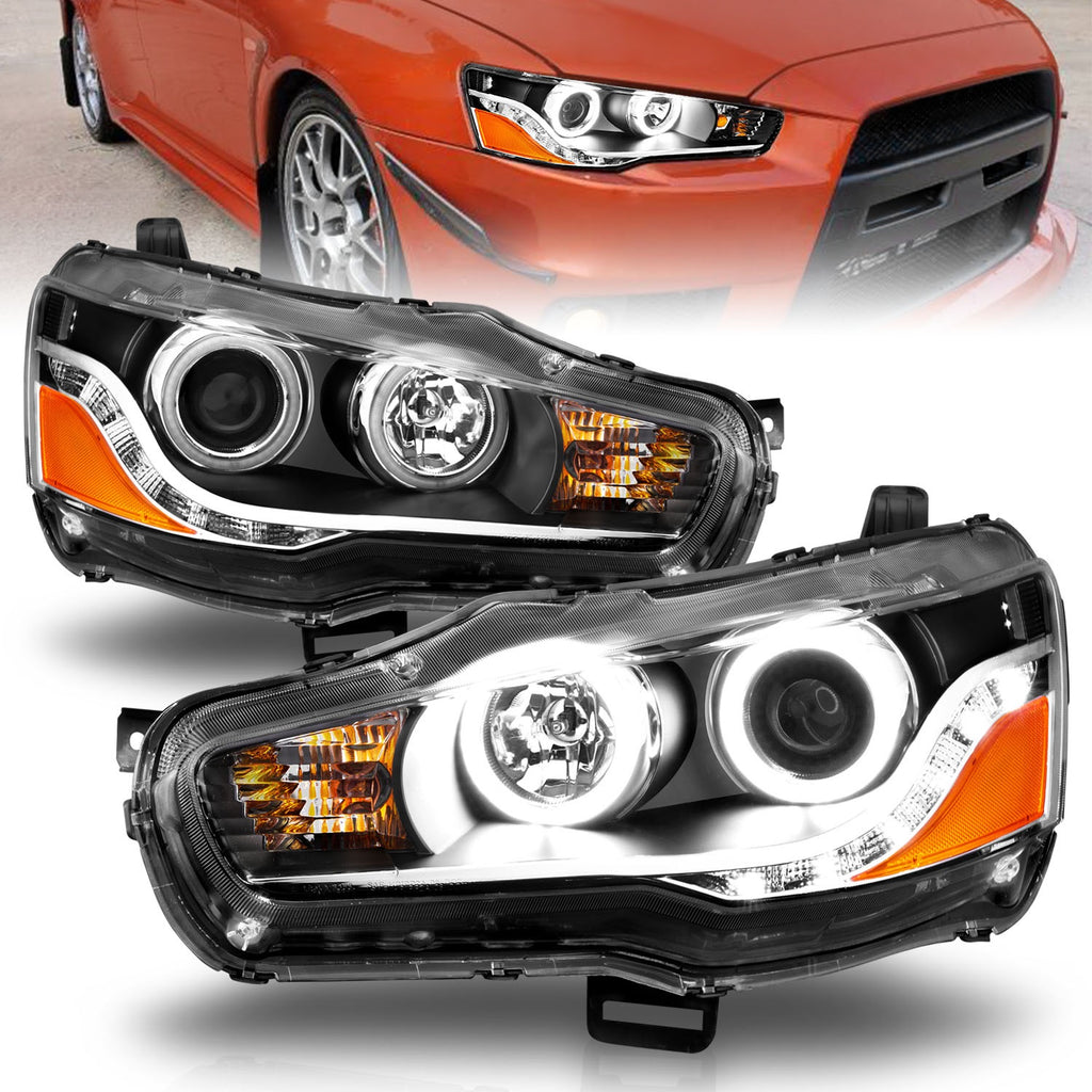 Anzo USA 121428 Projector Headlight Set w/Halo Fits 08-15 Lancer
