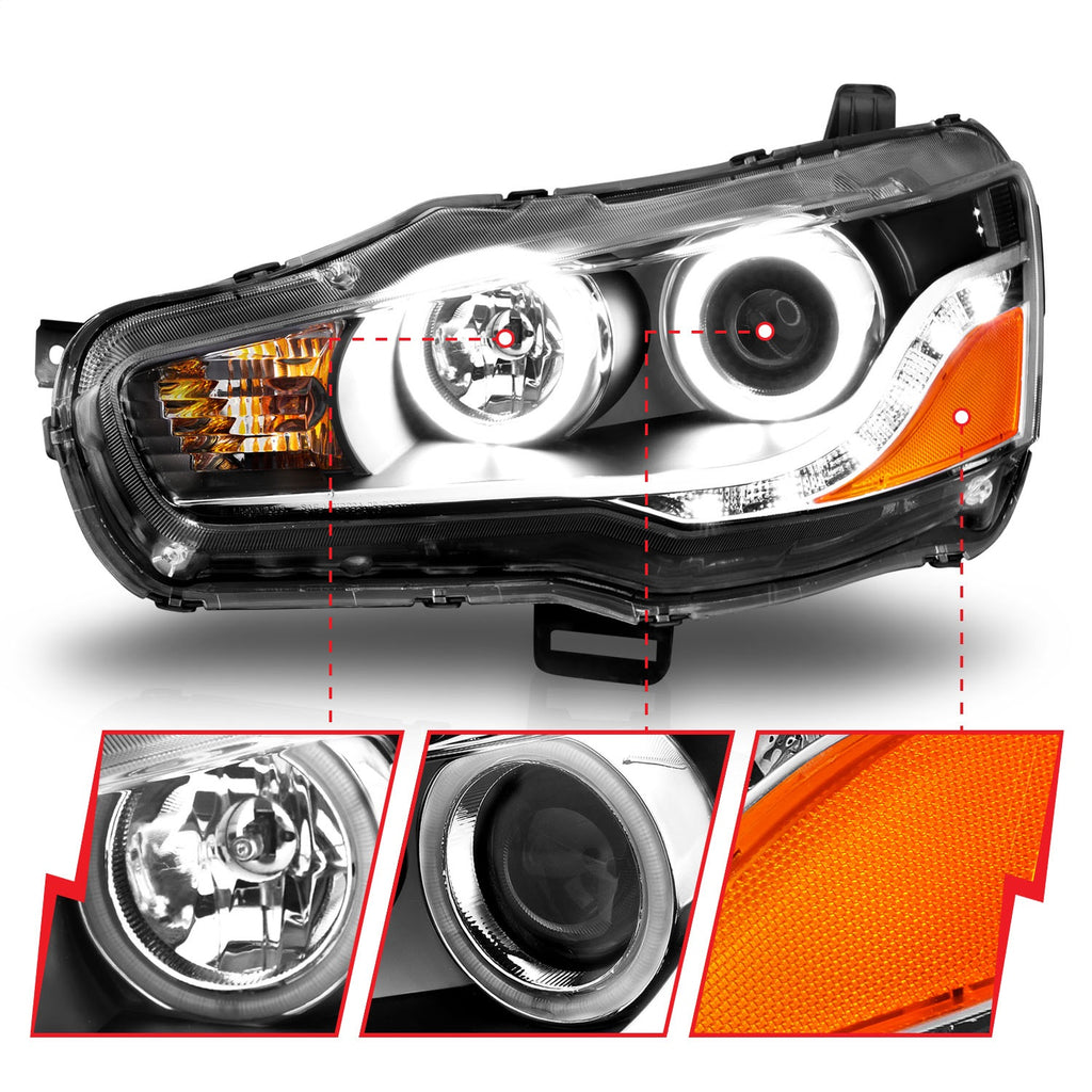 Anzo USA 121428 Projector Headlight Set w/Halo Fits 08-15 Lancer