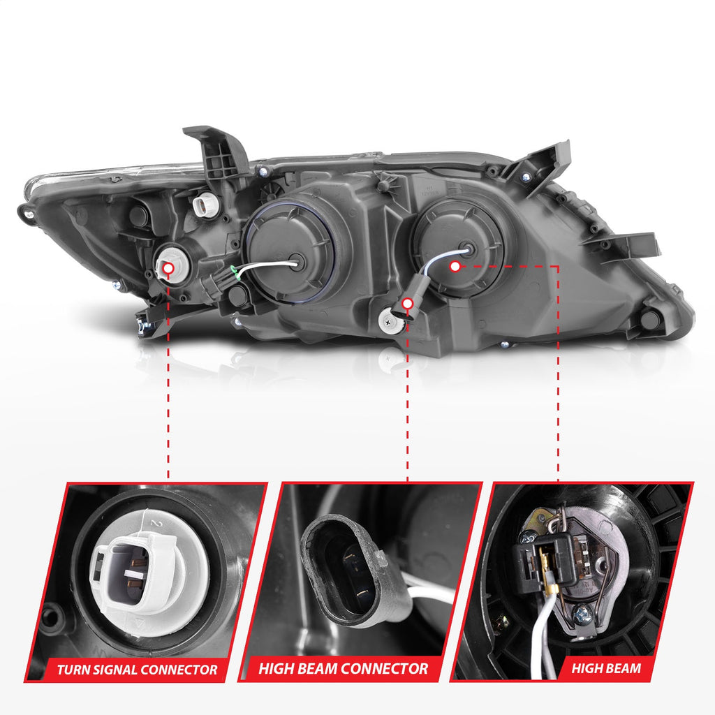 Anzo USA 121442 Crystal Headlight Set w/Halo Fits 10-11 Camry