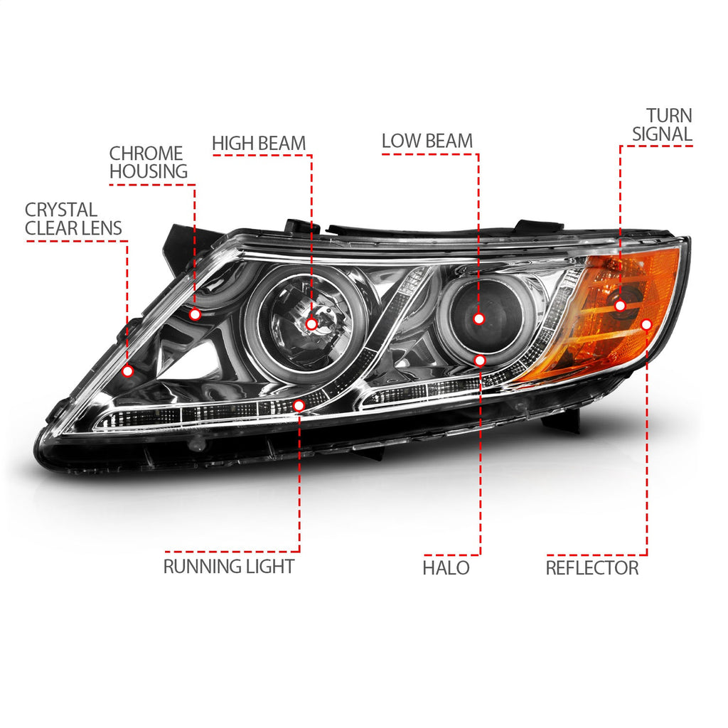 Anzo USA 121459 Projector Headlight Set w/Halo Fits 11-15 Optima