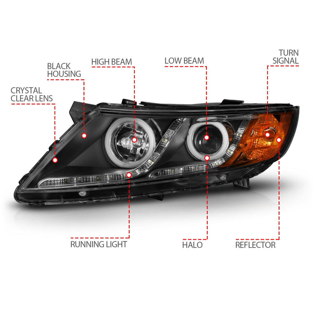 Anzo USA 121460 Projector Headlight Set w/Halo Fits 11-15 Optima