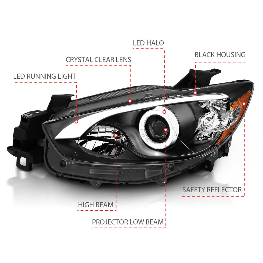 Anzo USA 121520 Projector Headlight Set w/Halo Fits 13-14 CX-5