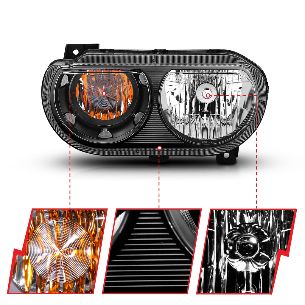 Anzo USA 121526 Crystal Headlight Set Fits 08-14 Challenger