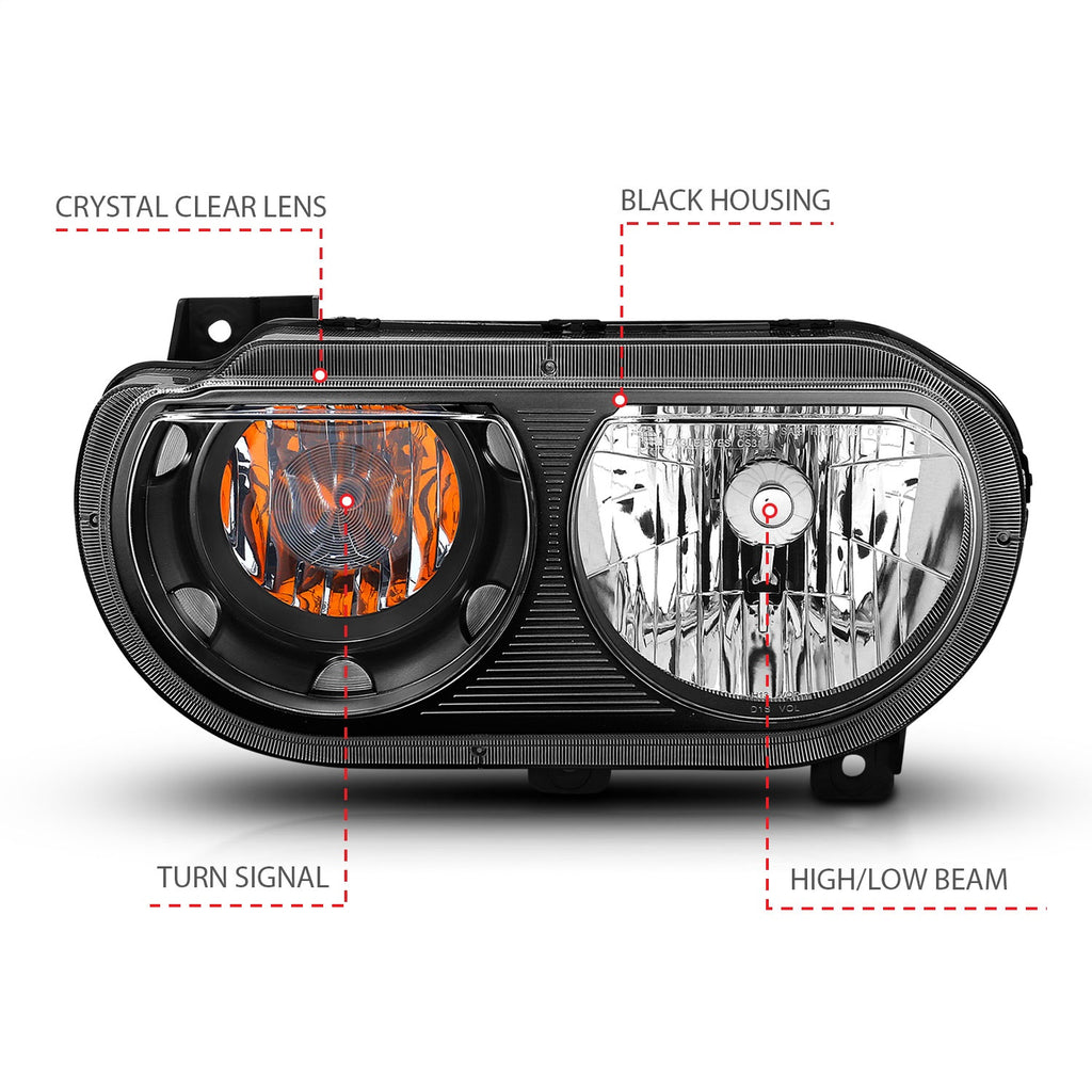 Anzo USA 121526 Crystal Headlight Set Fits 08-14 Challenger