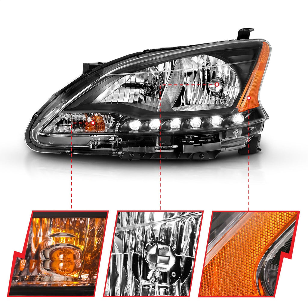 Anzo USA 121537 Crystal Headlight Set Fits 13-15 Sentra