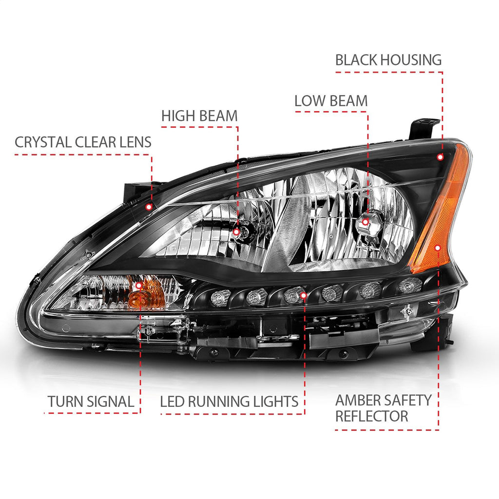 Anzo USA 121537 Crystal Headlight Set Fits 13-15 Sentra