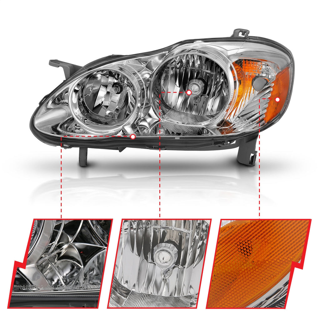 Anzo USA 121540 Crystal Headlight Set Fits 05-08 Corolla