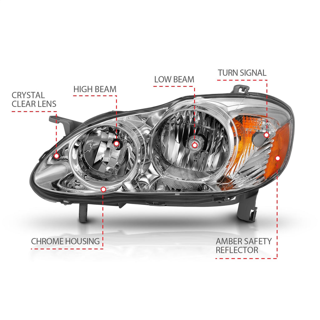 Anzo USA 121540 Crystal Headlight Set Fits 05-08 Corolla