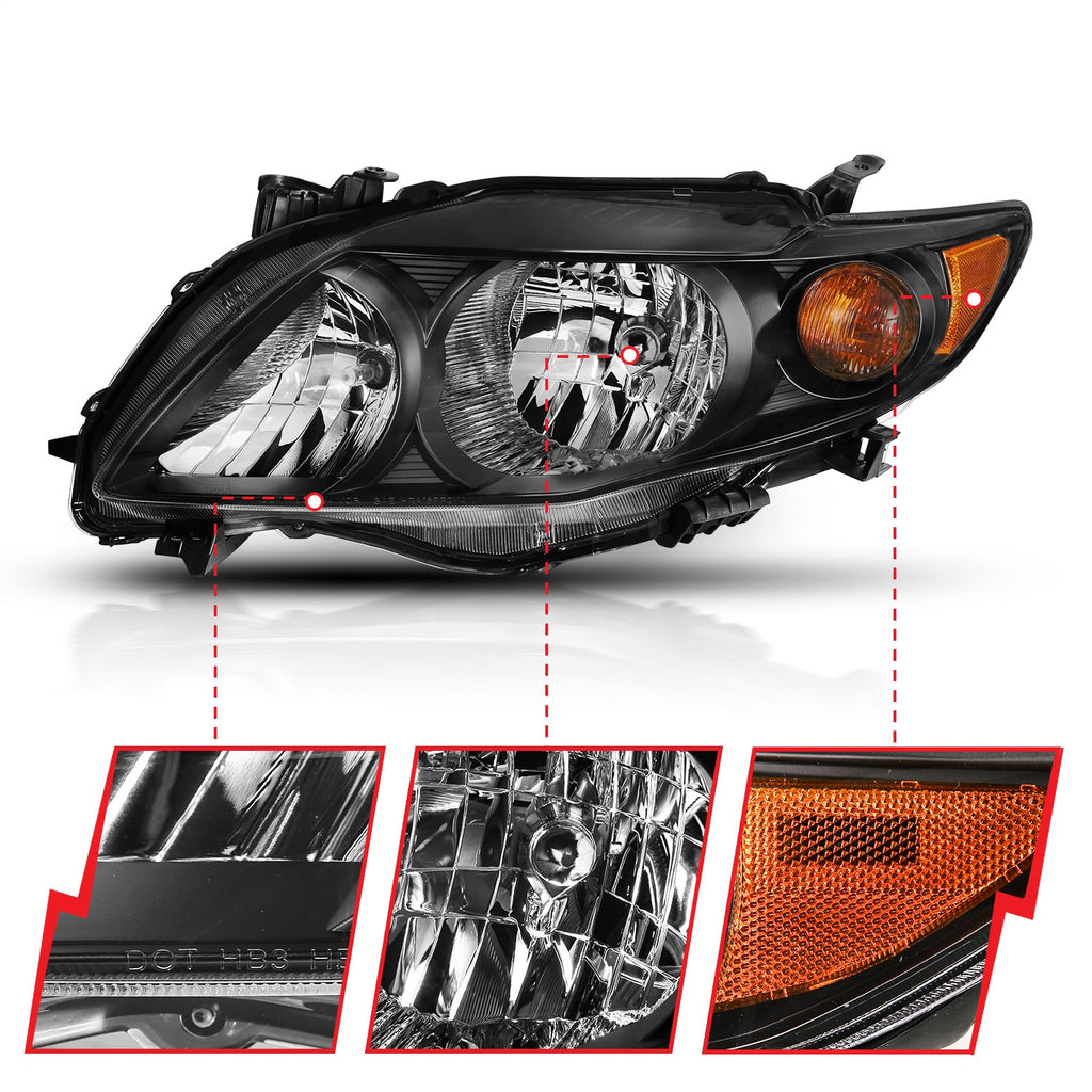 Anzo USA 121541 Crystal Headlight Set Fits 09-10 Corolla