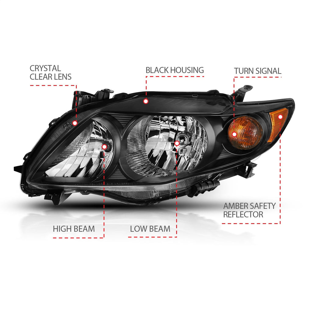 Anzo USA 121541 Crystal Headlight Set Fits 09-10 Corolla