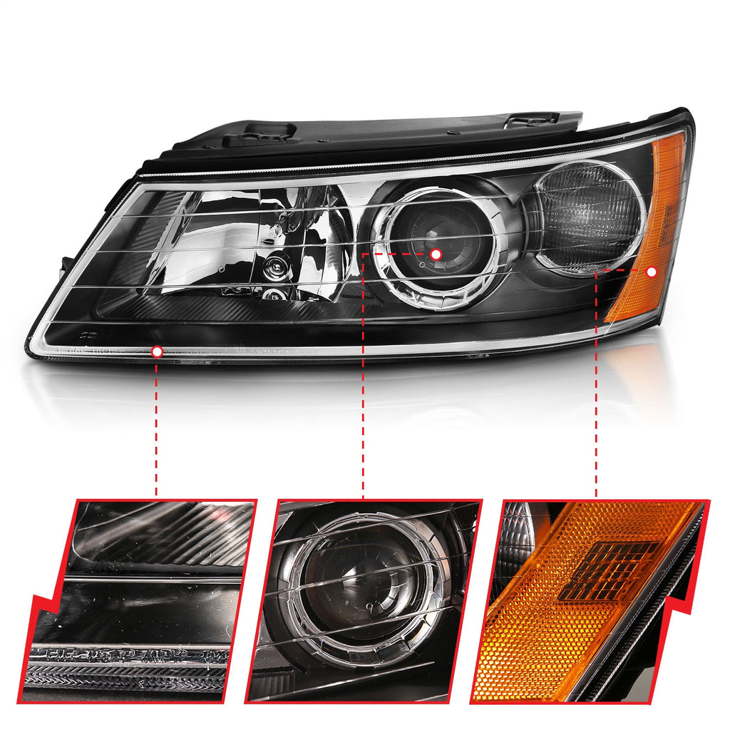 Anzo USA 121543 Projector Headlight Set Fits 06-09 Sonata