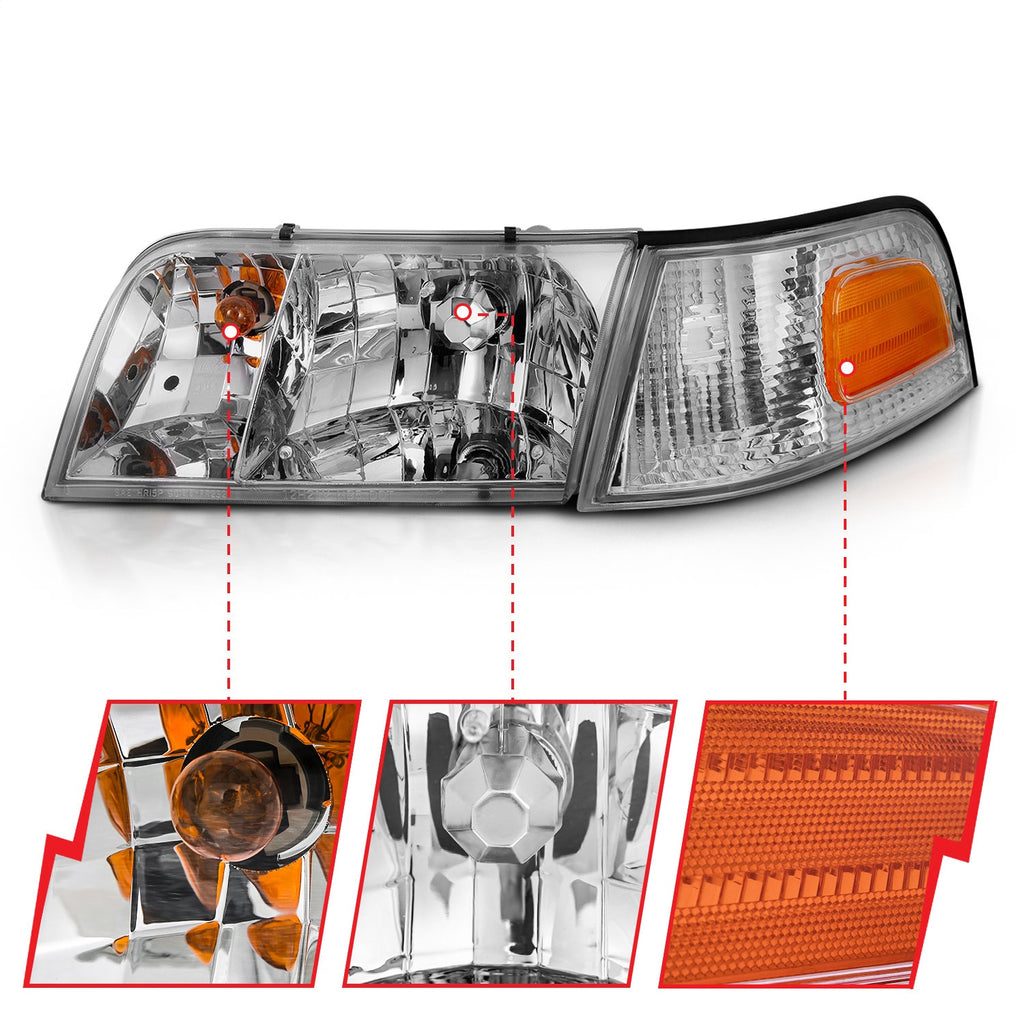 Anzo USA 121556 Crystal Headlight Set Fits 98-11 Crown Victoria