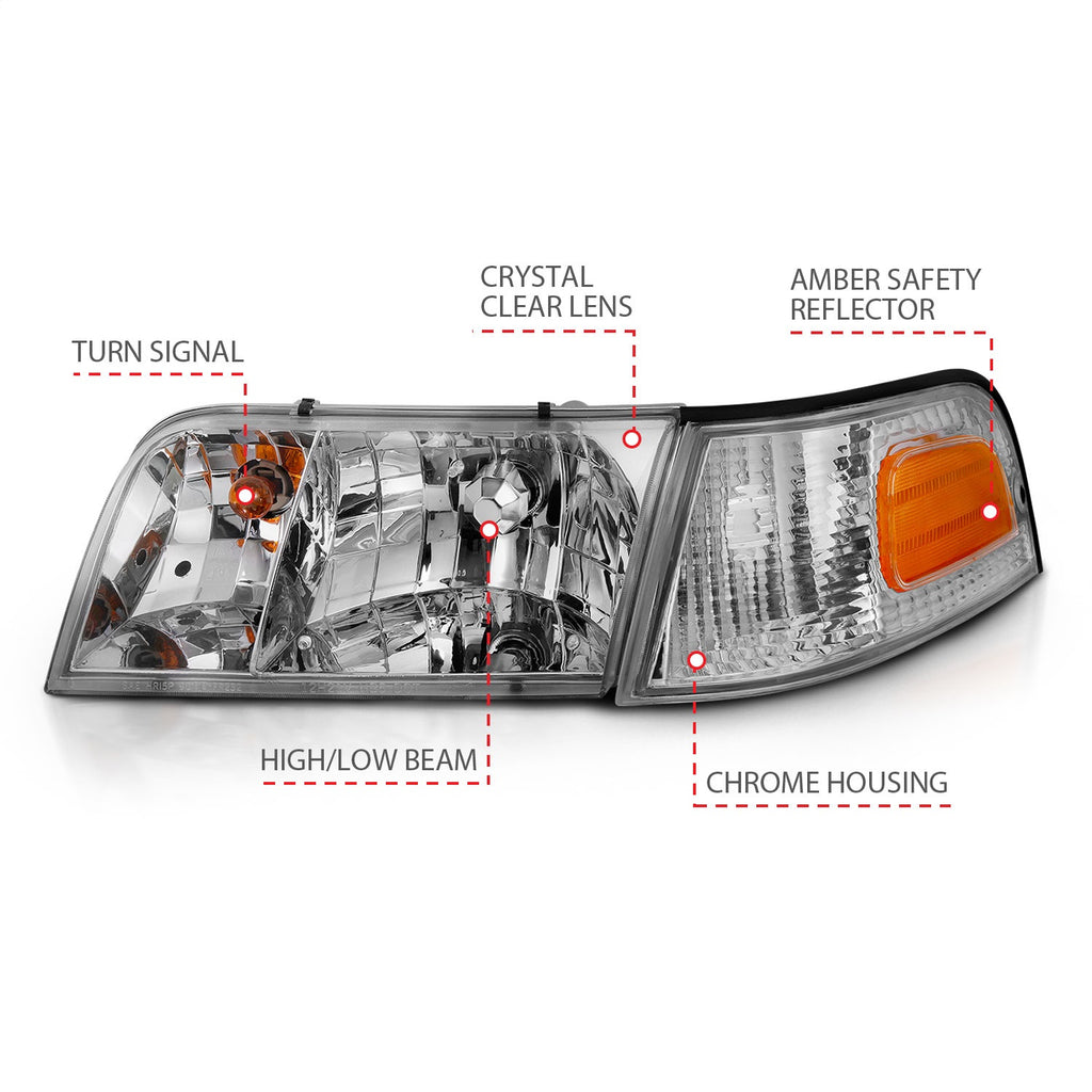 Anzo USA 121556 Crystal Headlight Set Fits 98-11 Crown Victoria