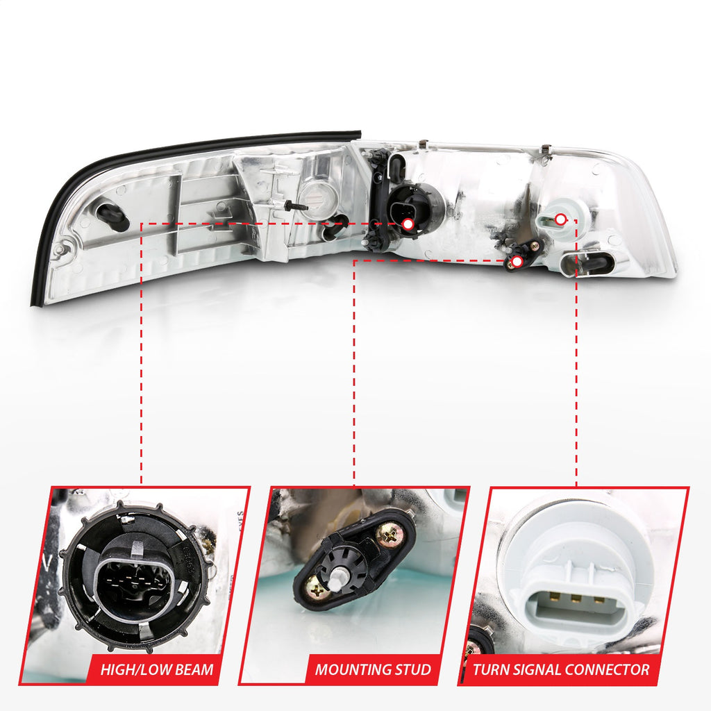Anzo USA 121556 Crystal Headlight Set Fits 98-11 Crown Victoria