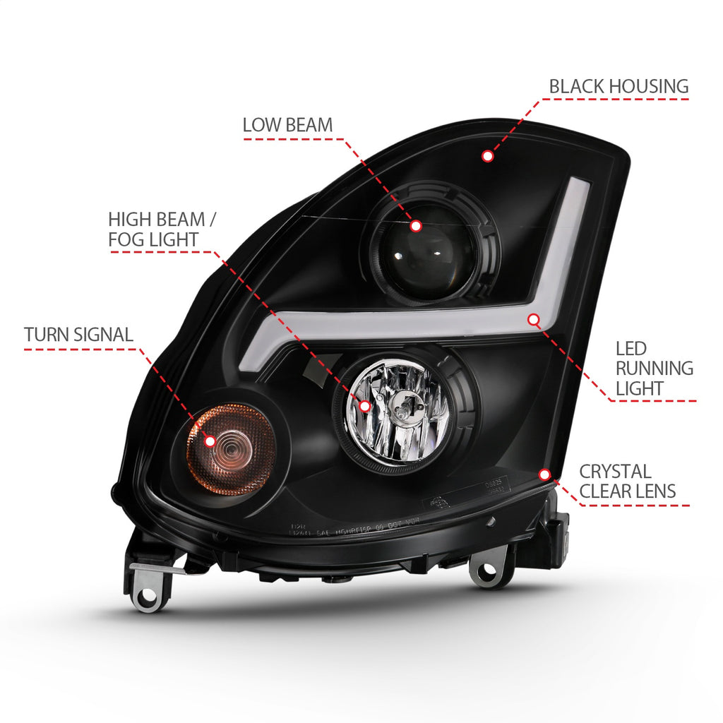 Anzo USA 121557 Projector Headlight Set Fits 03-07 G35