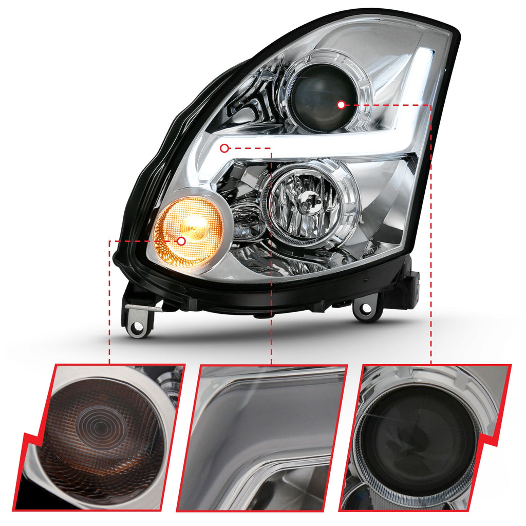 Anzo USA 121558 Projector Headlight Set Fits 03-07 G35