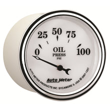 Load image into Gallery viewer, AutoMeter 1227 Old Tyme White II Oil Pressure Gauge