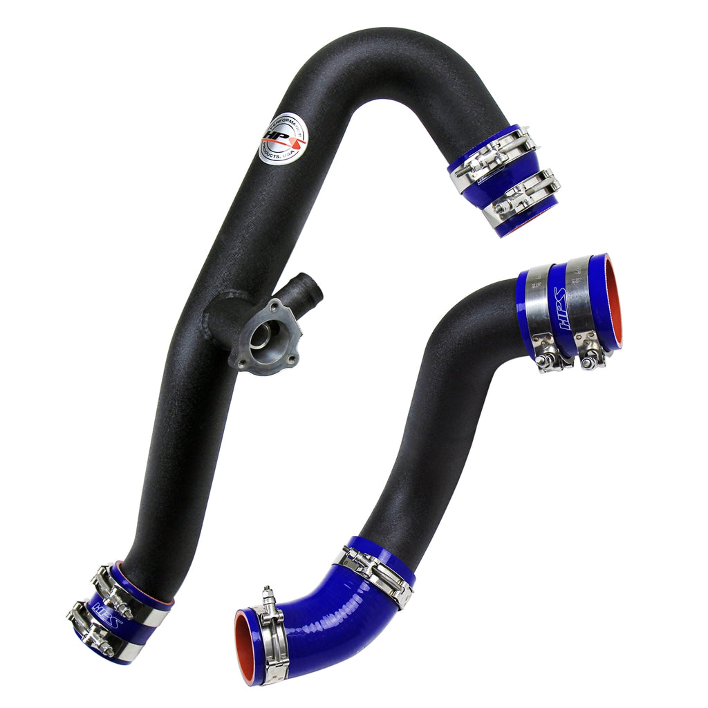 HPS 17-102WB Black Intercooler Charge Pipe Hot and Cold Side w Blue Hoses