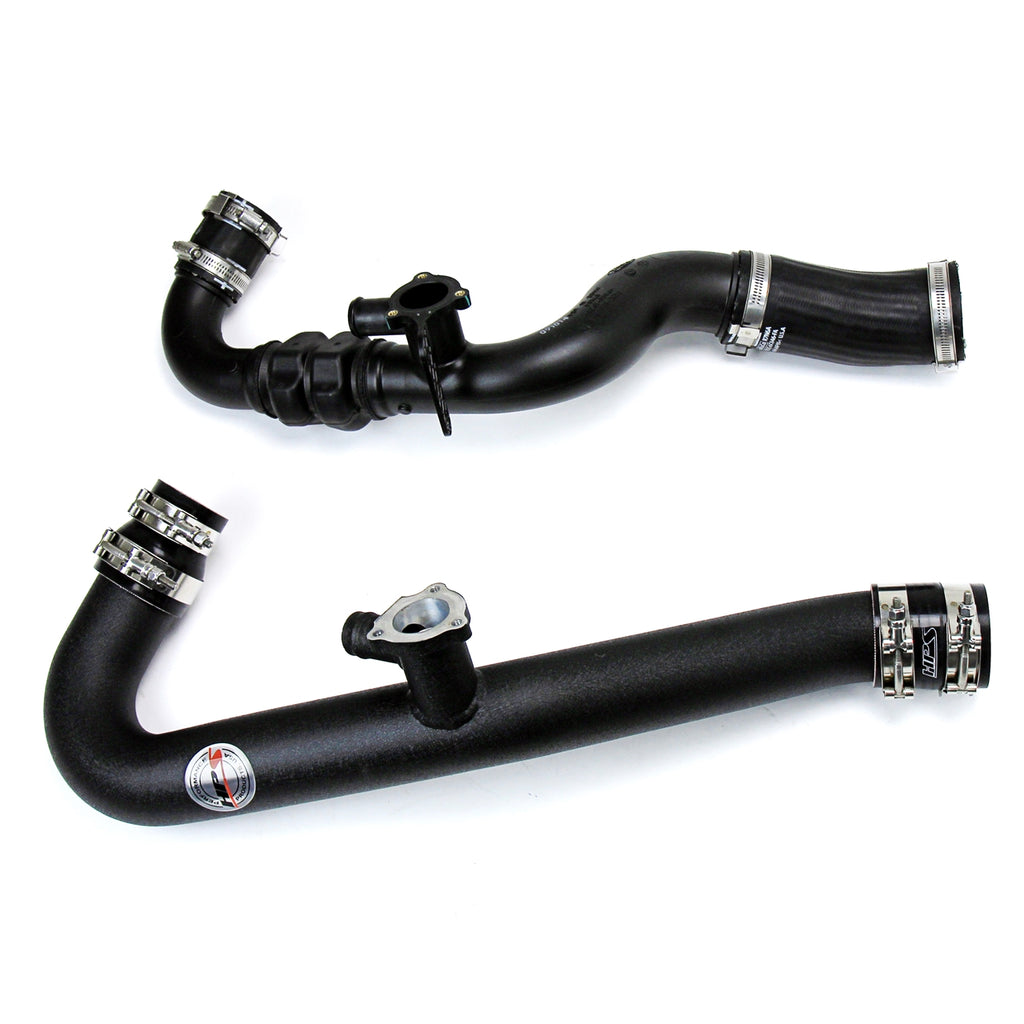 HPS 17-102P Polish Intercooler Charge Pipe Hot and Cold Side w Blue Hoses