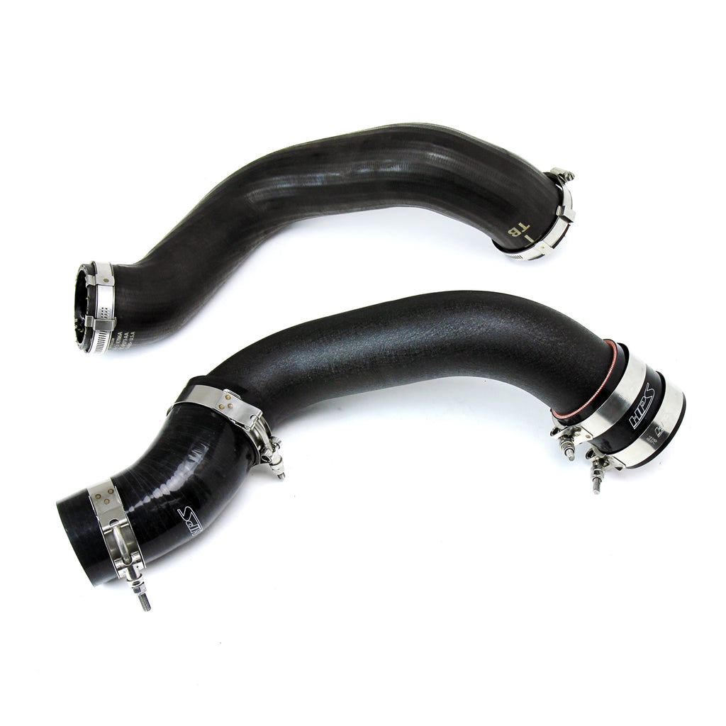 HPS 17-102P Polish Intercooler Charge Pipe Hot and Cold Side w Blue Hoses