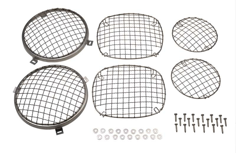 Kentrol 30465 Polished Silver Wire Mesh Guard Set 6 Pieces 76-86 CJ