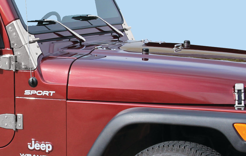 Kentrol 30504 Polished Silver Hood Kit 98-06 Wrangler TJ