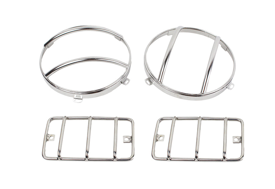 Kentrol 30557 Polished Silver Euro Light Guard Set 4 Pieces 97-06 Wrangler TJ