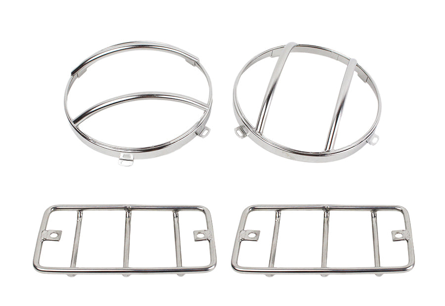 Kentrol 30557 Polished Silver Euro Light Guard Set 4 Pieces 97-06 Wrangler TJ