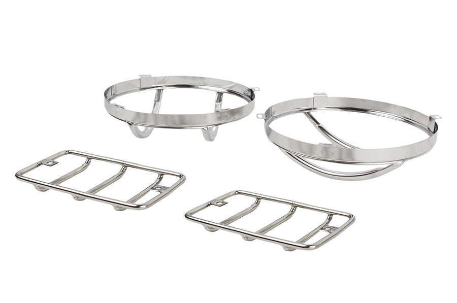 Kentrol 30557 Polished Silver Euro Light Guard Set 4 Pieces 97-06 Wrangler TJ