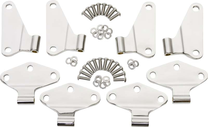 Kentrol 30581 Polished Silver Body Door Hinge Set 8 Pc 4 Door 07-18 Wrangler JK