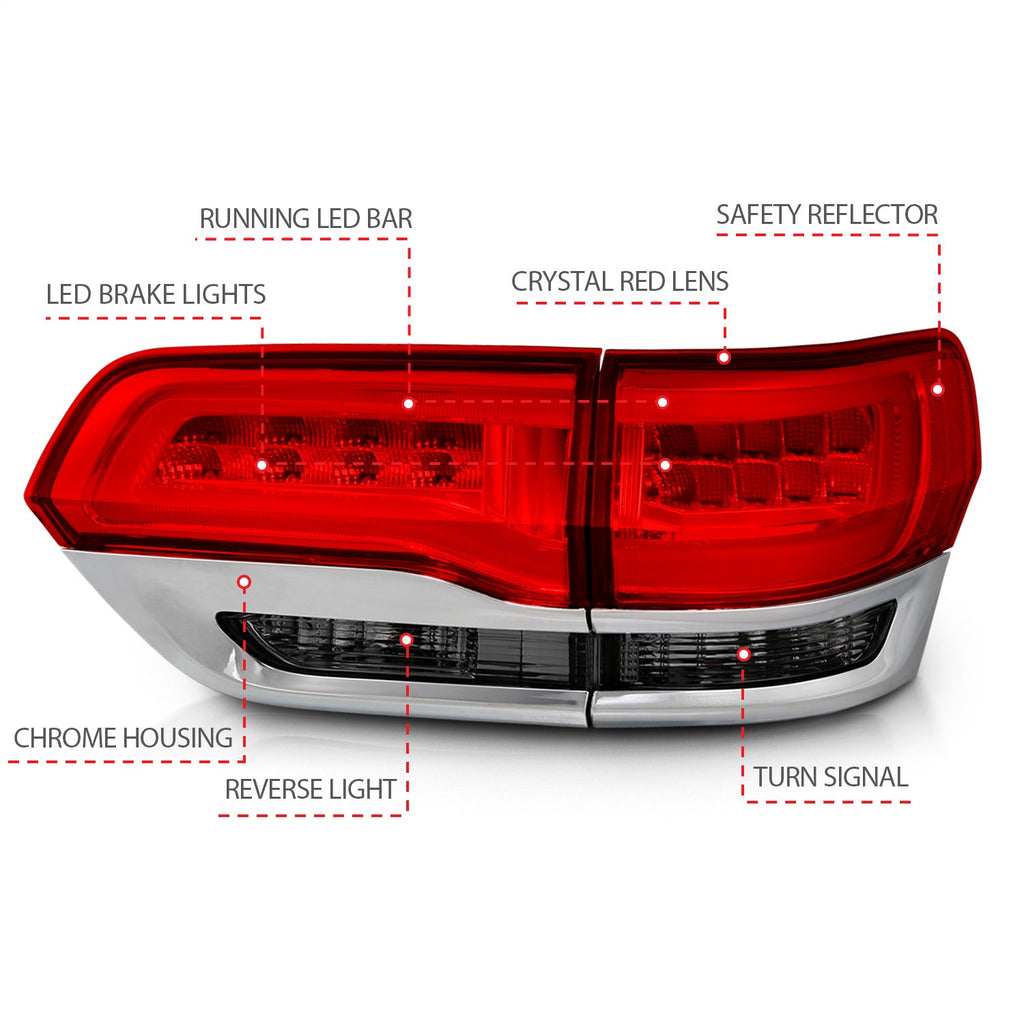 Anzo USA 311251 Tail Light Assembly Fits 14-18 Grand Cherokee (WK2)