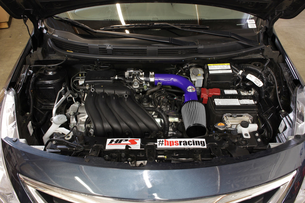 HPS 827-532BL Blue Shortram Air Intake Kit for 12-16 Nissan Versa 1.6L