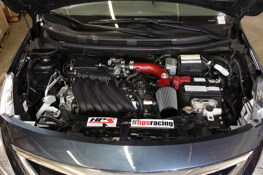 HPS 827-532R Red Shortram Air Intake Kit for 12-16 Nissan Versa 1.6L