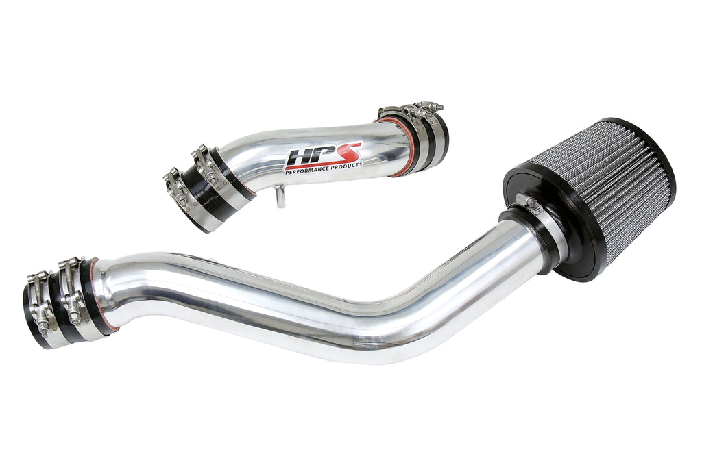 HPS 837-142P Polish Cold Air Intake Kit Cool Long Ram CAI High Flow Filter