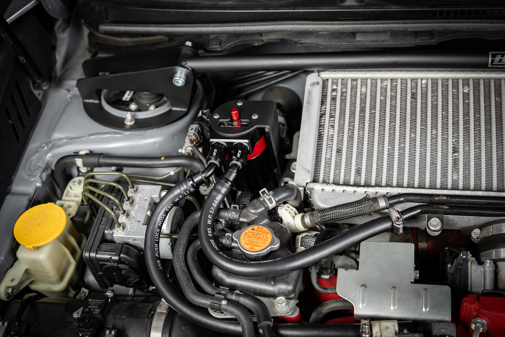 HPS 860-008 Black Oil Catch Can Fits 17-21 WRX STI 2.5L Turbo