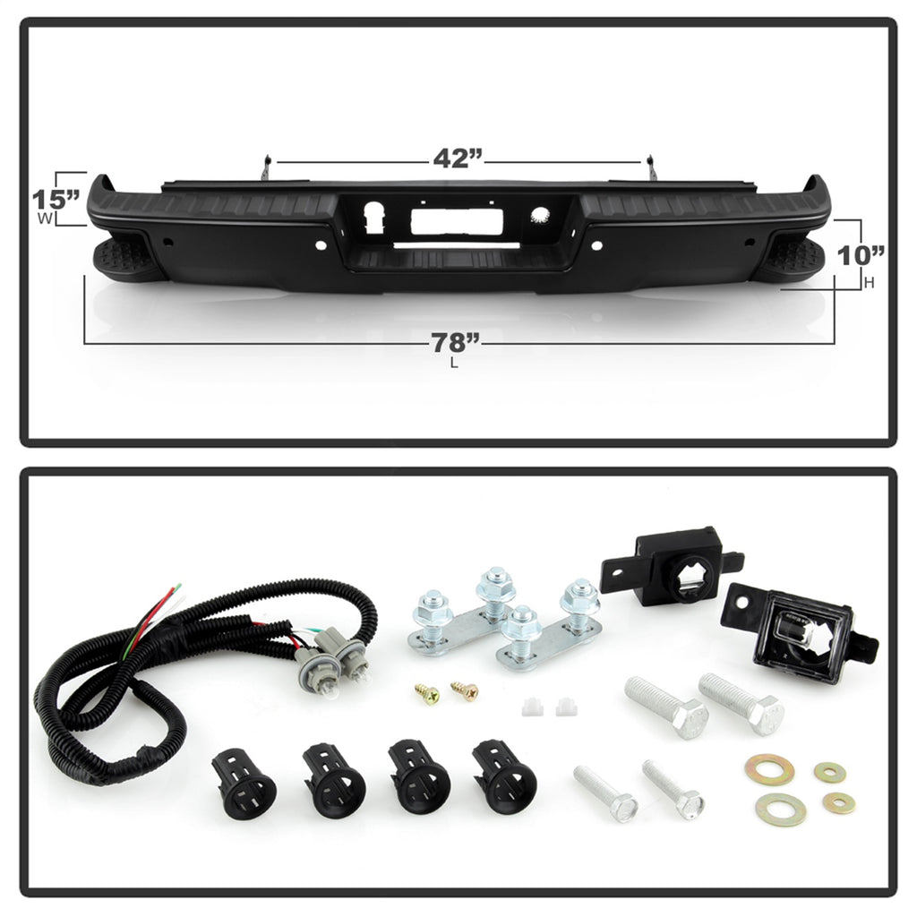 Spyder Auto 9048883 Rear Steel Bumper Fits 14-18 Sierra 1500 Silverado 1500