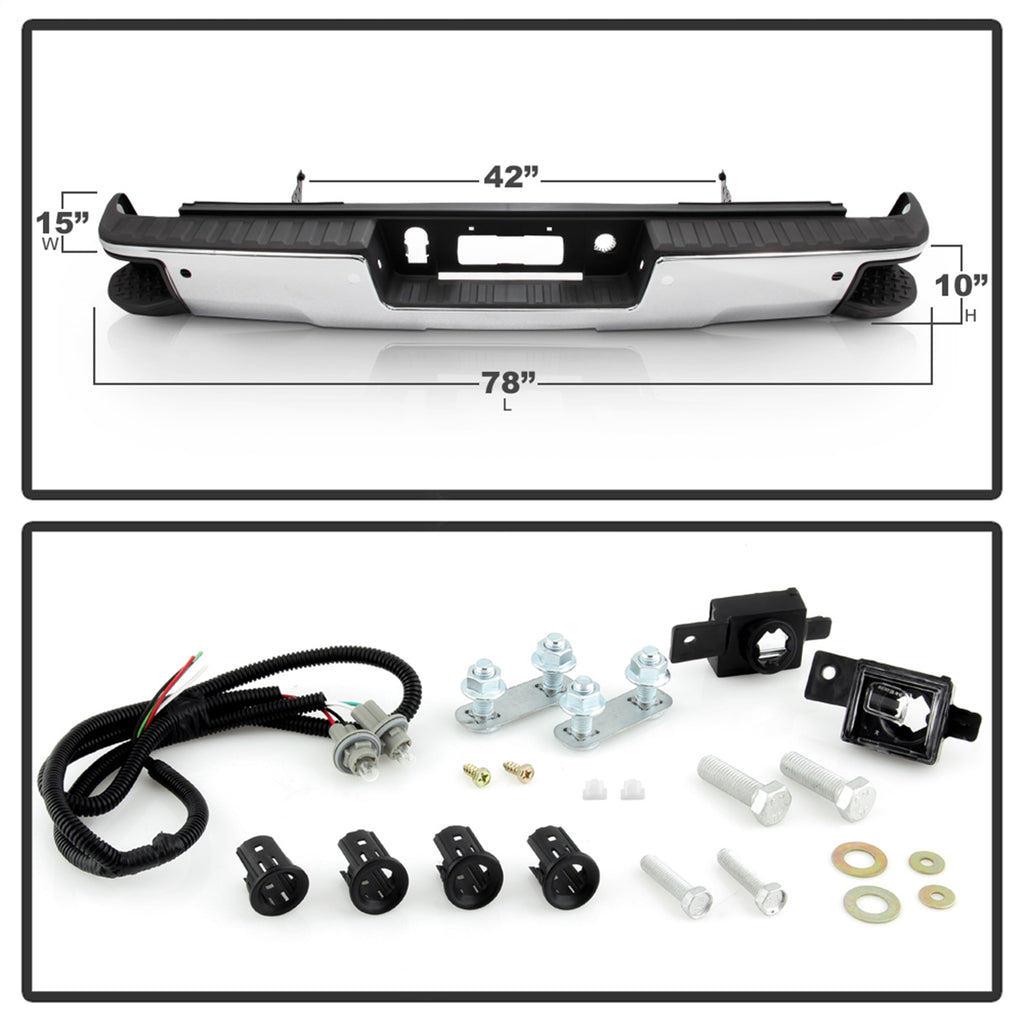 Spyder Auto 9048890 Rear Steel Bumper Fits 14-18 Sierra 1500 Silverado 1500